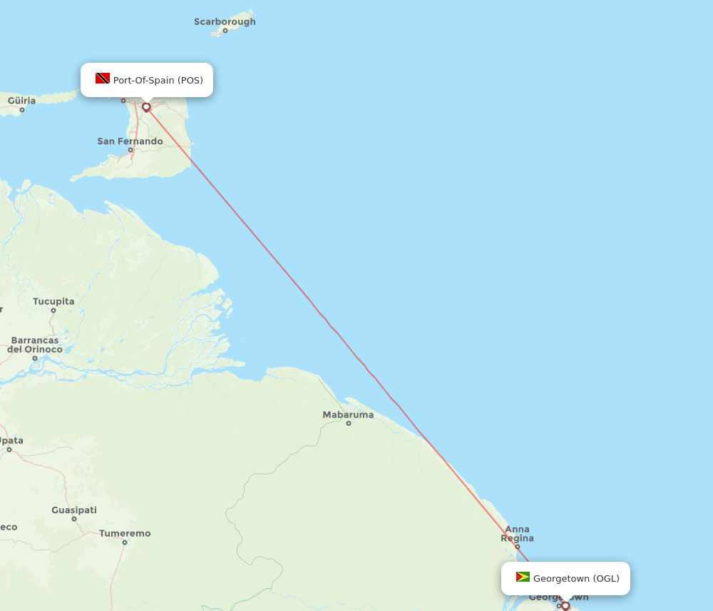 OGL-POS flight routes