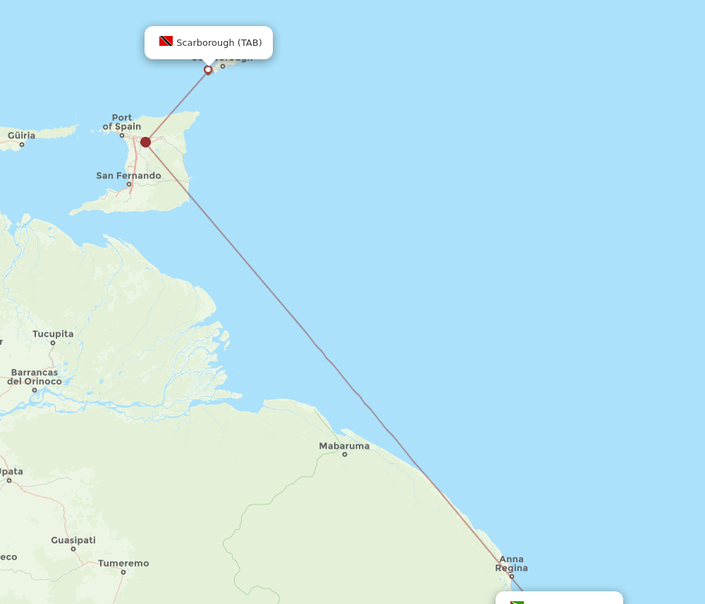 OGL to TAB flights and routes map