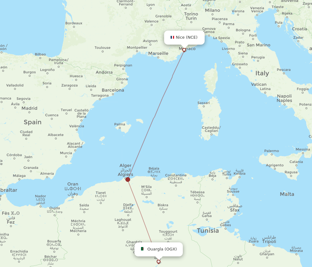 OGX-NCE flight routes
