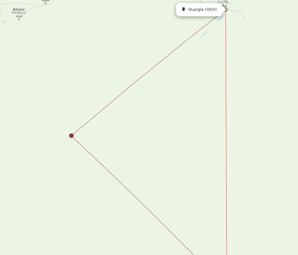Tamanrasset - Ouargla route map and flight paths