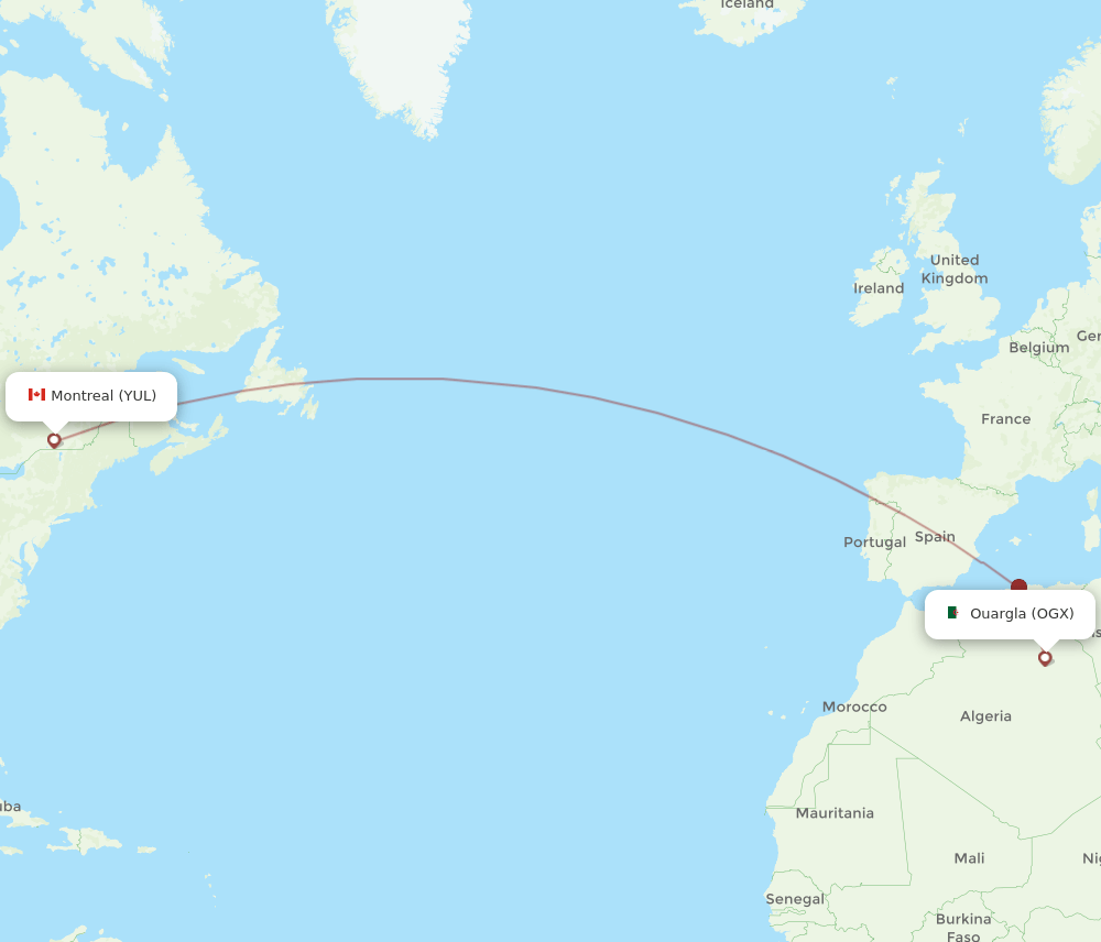OGX-YUL flight routes