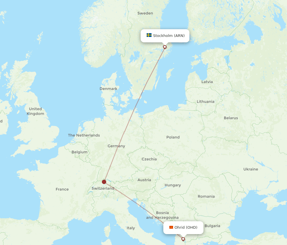 OHD-ARN flight routes