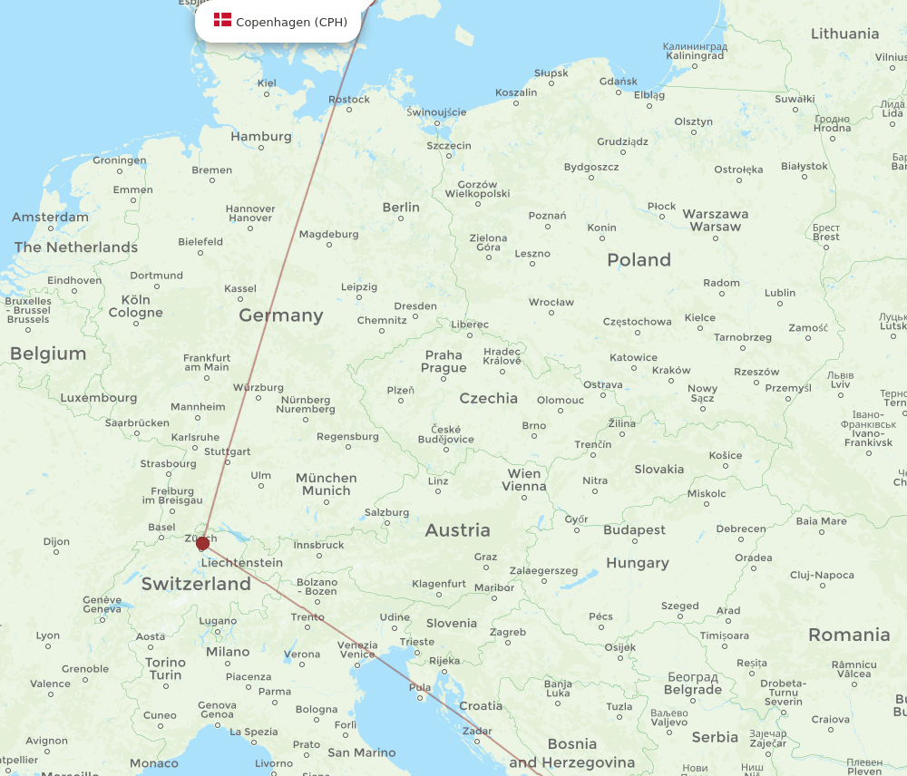 OHD-CPH flight routes