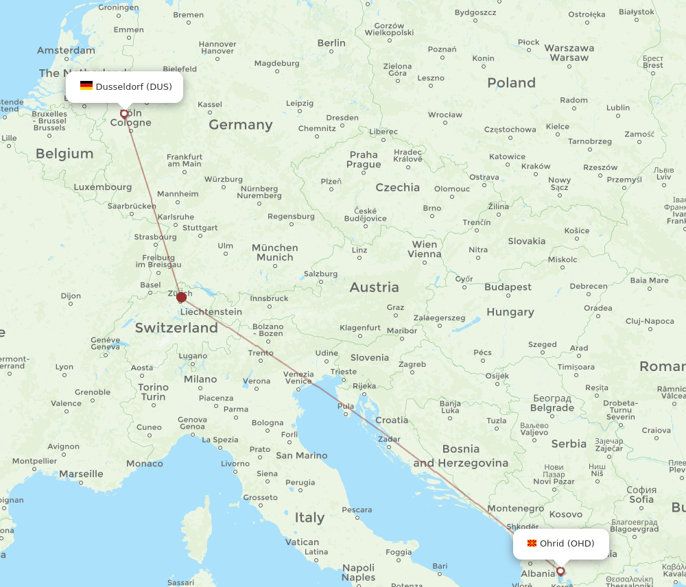 OHD-DUS flight routes
