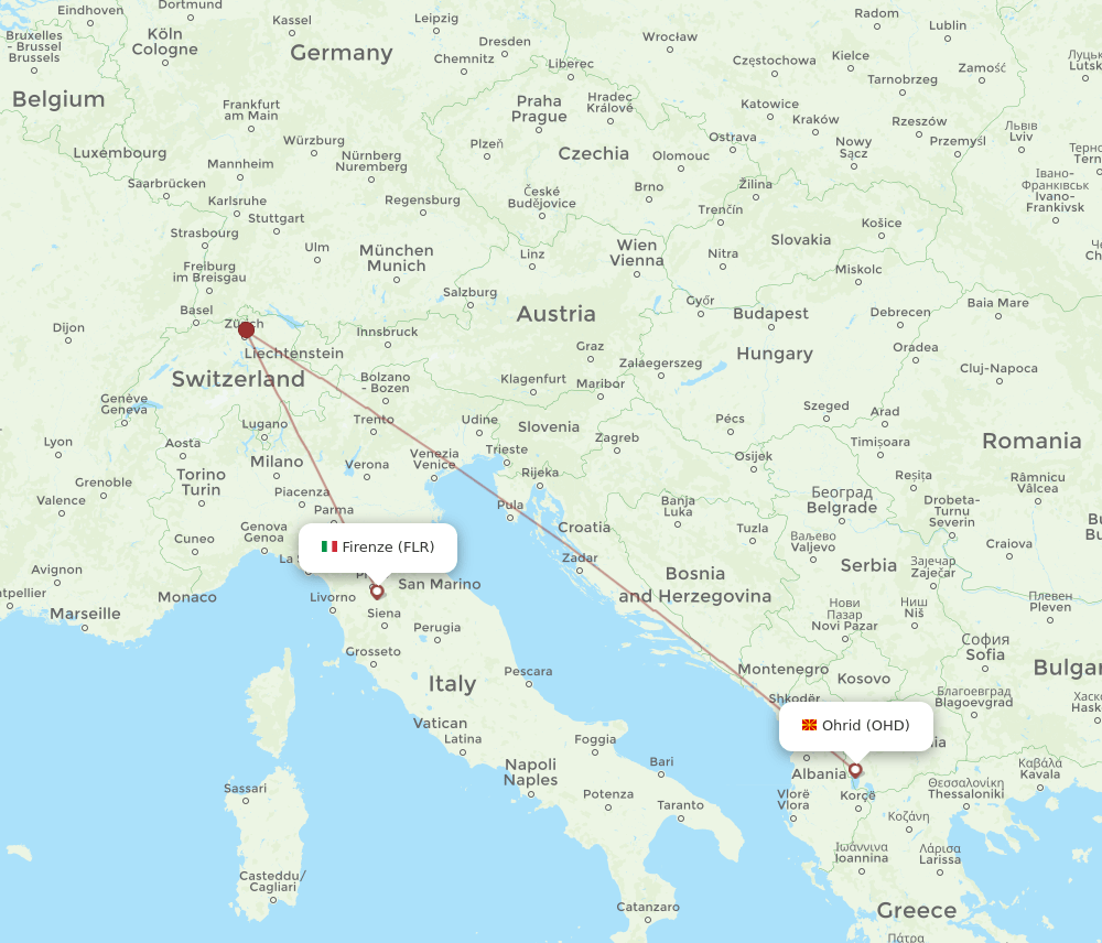 OHD-FLR flight routes