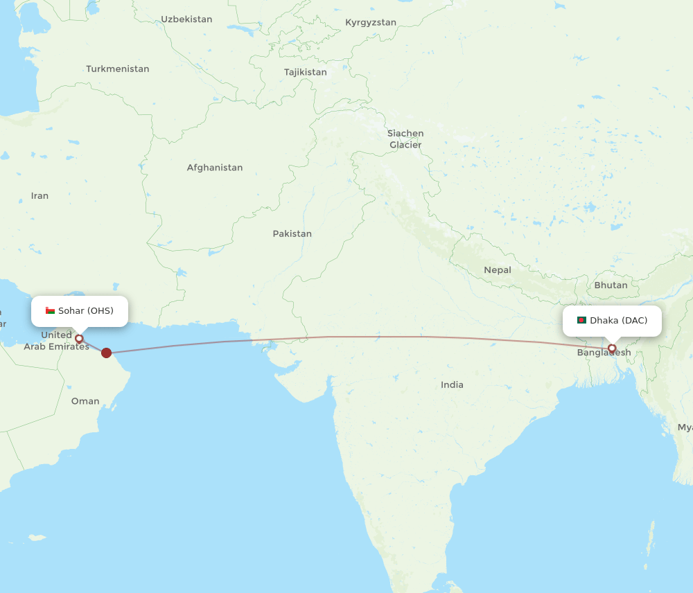 OHS-DAC flight routes