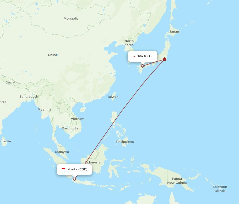 OIT-CGK flight routes