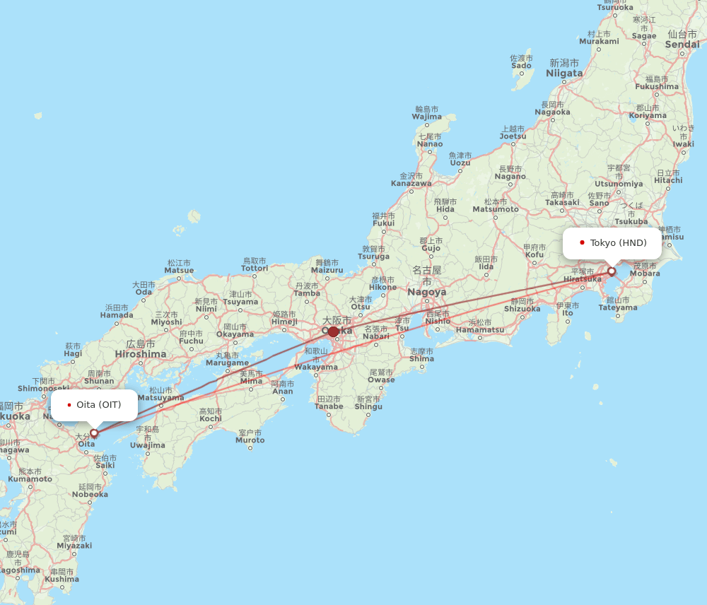 OIT-HND flight routes