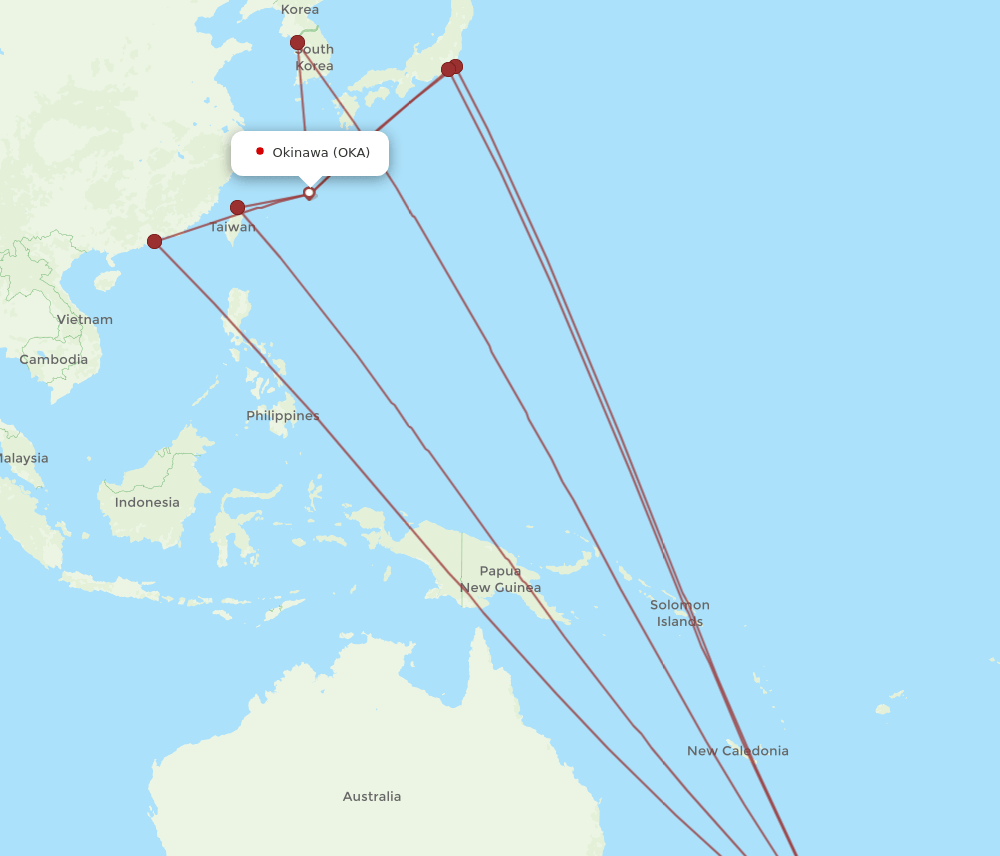 OKA-AKL flight routes