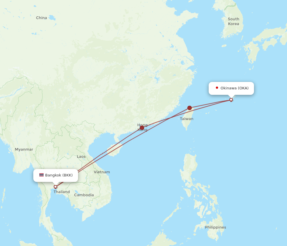 OKA to BKK flights and routes map