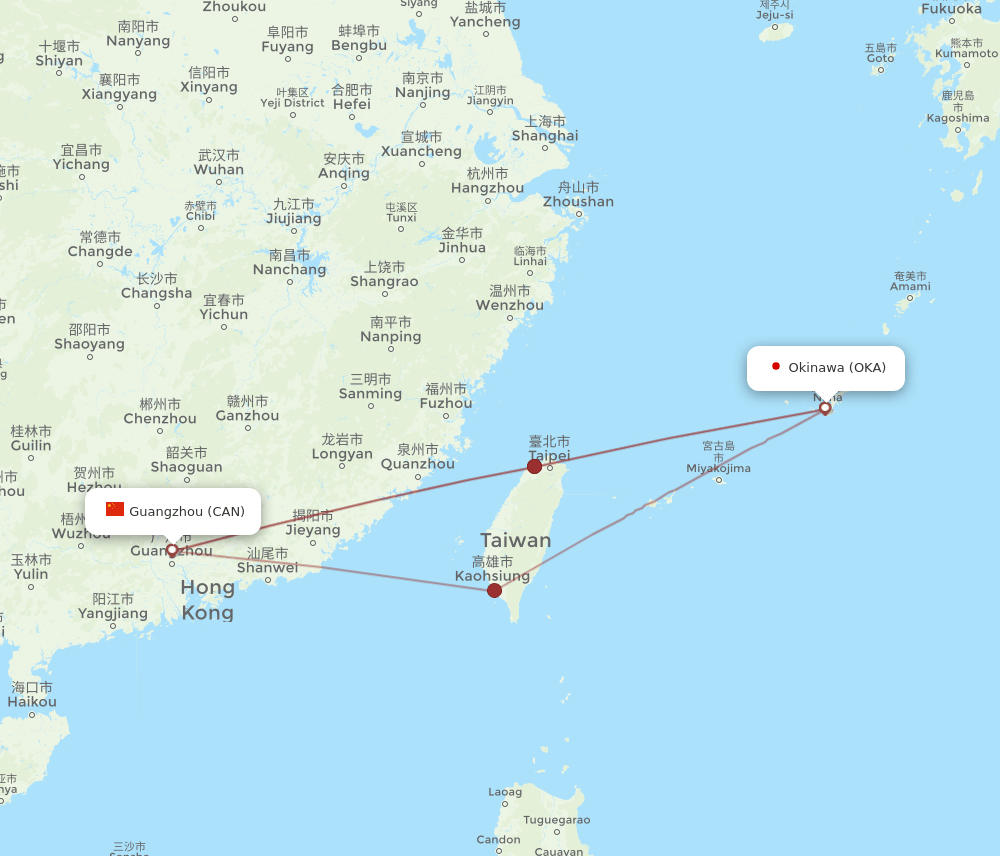 OKA-CAN flight routes