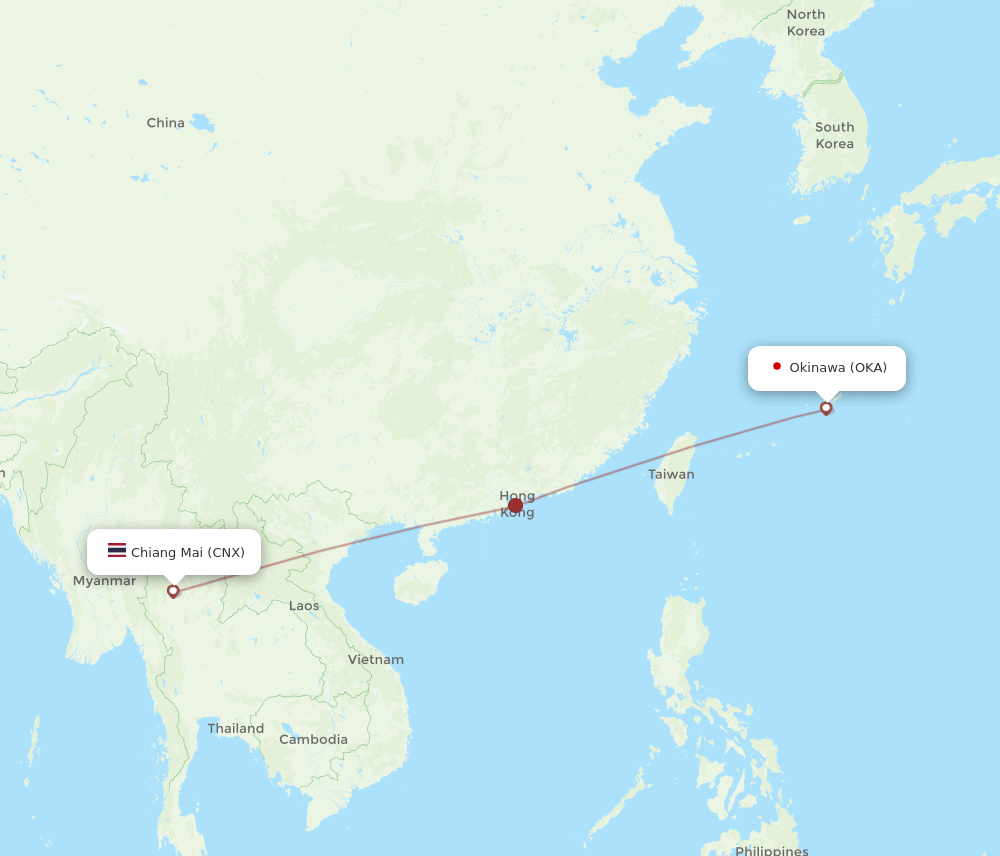 CNX to OKA flights and routes map