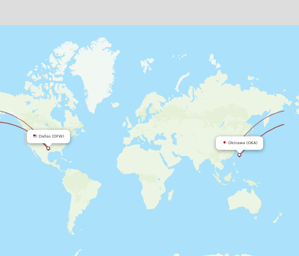 OKA-DFW flight routes