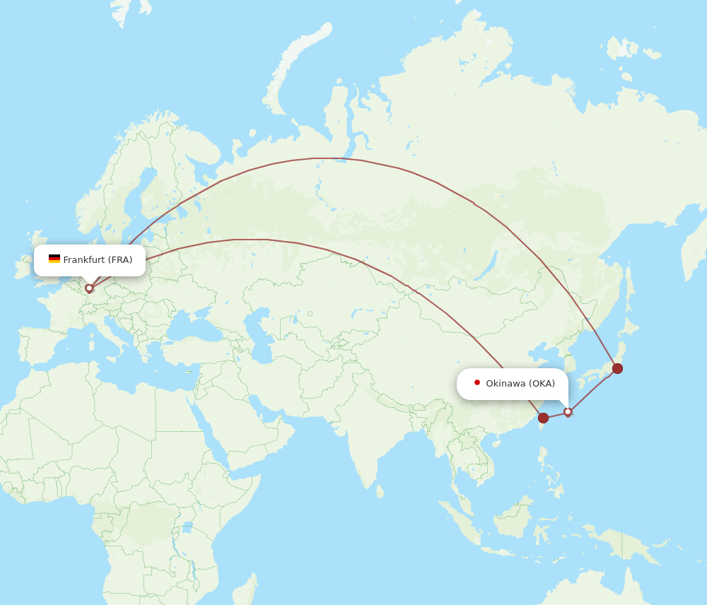 OKA to FRA flights and routes map