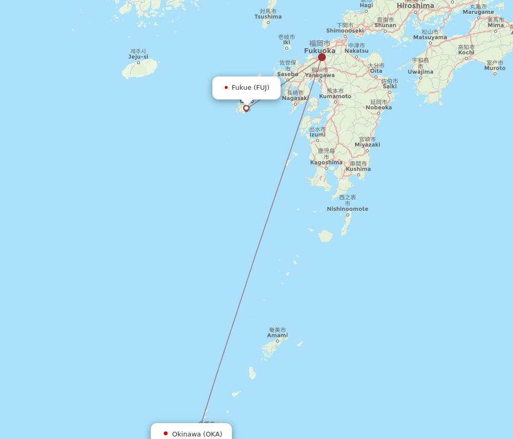 OKA to FUJ flights and routes map