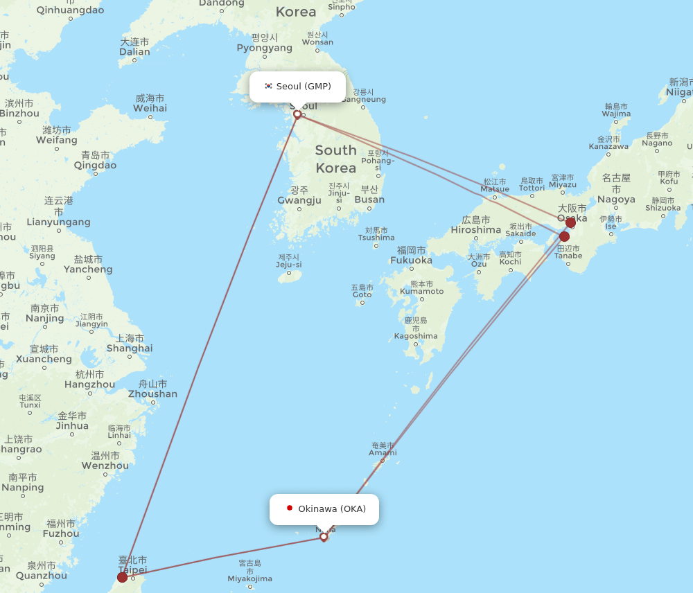 OKA-GMP flight routes