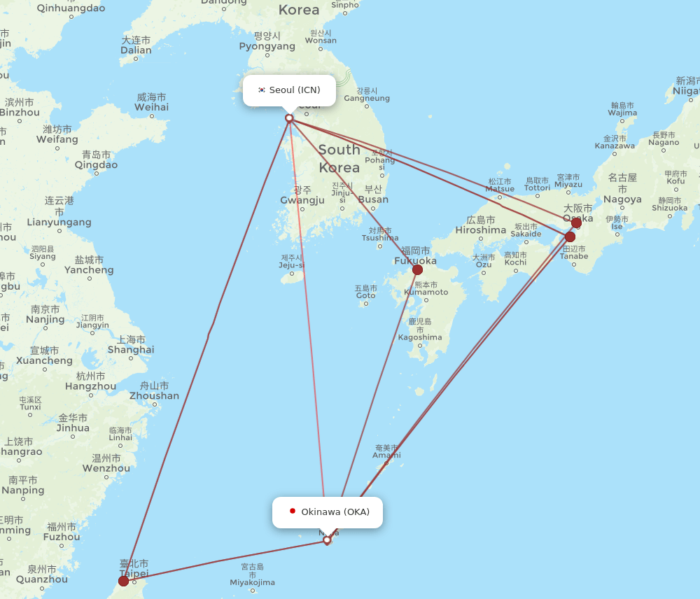 OKA-ICN flight routes