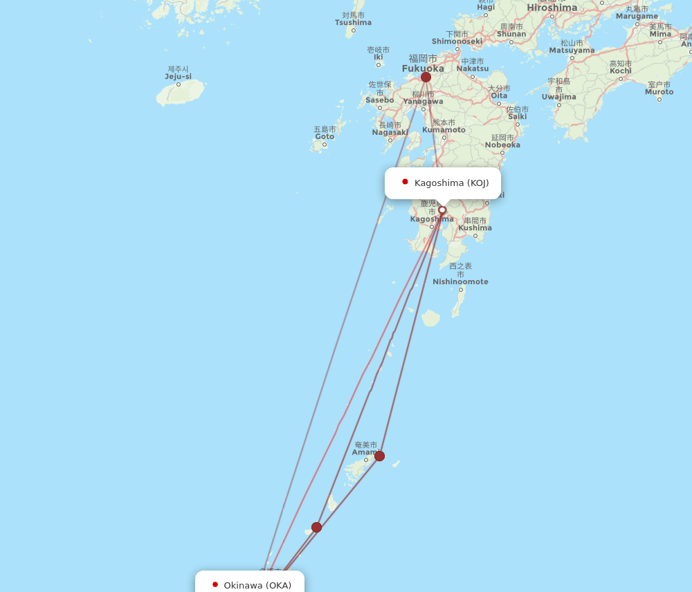OKA-KOJ flight routes