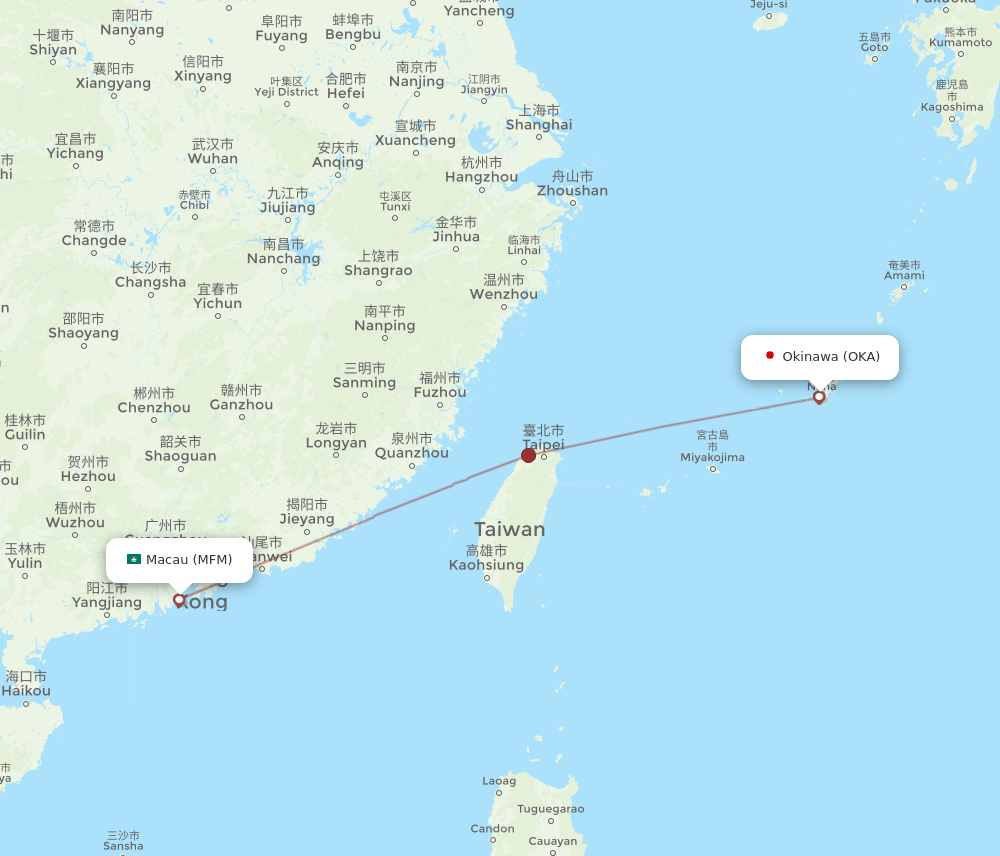 OKA-MFM flight routes