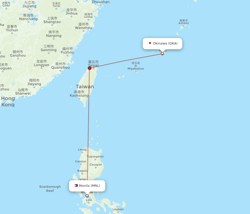 OKA to MNL flights and routes map