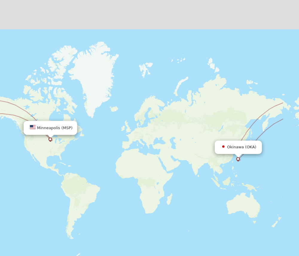 OKA to MSP flights and routes map