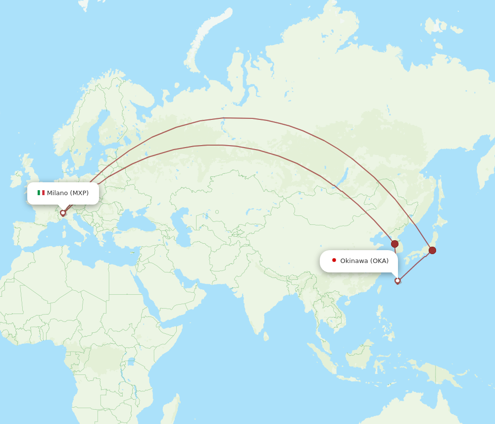 OKA to MXP flights and routes map