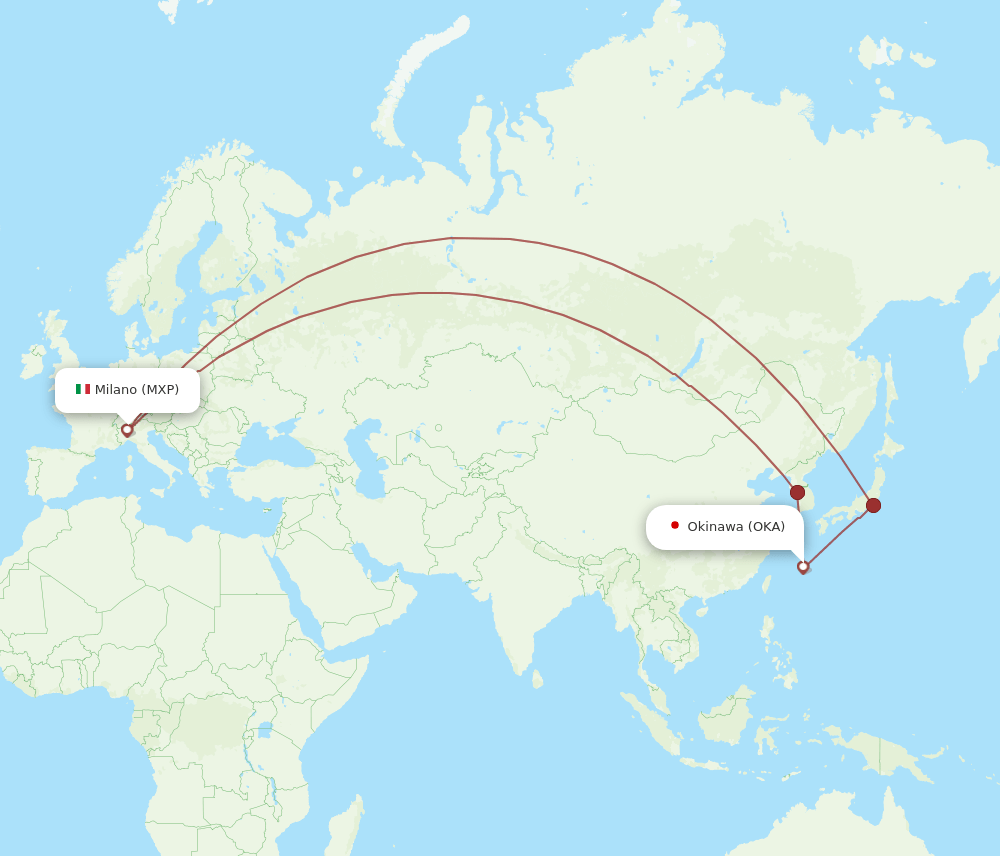 OKA-MXP flight routes
