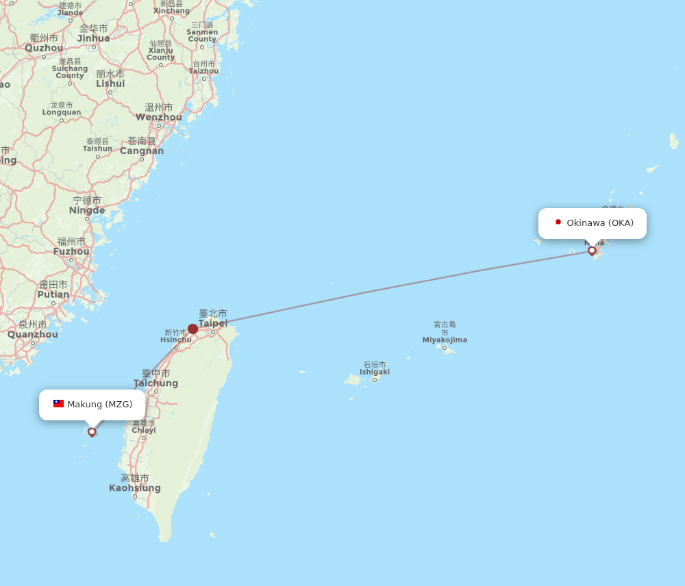OKA to MZG flights and routes map