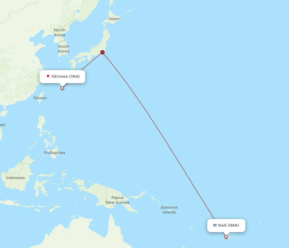 OKA-NAN flight routes