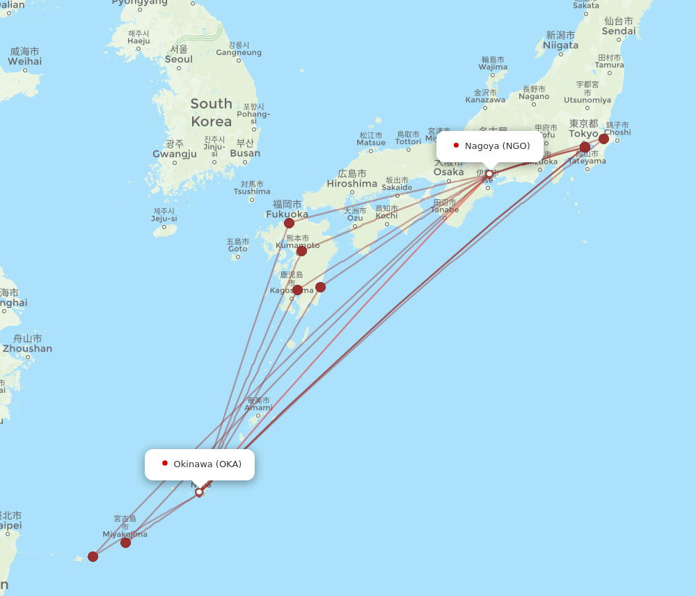 OKA to NGO flights and routes map
