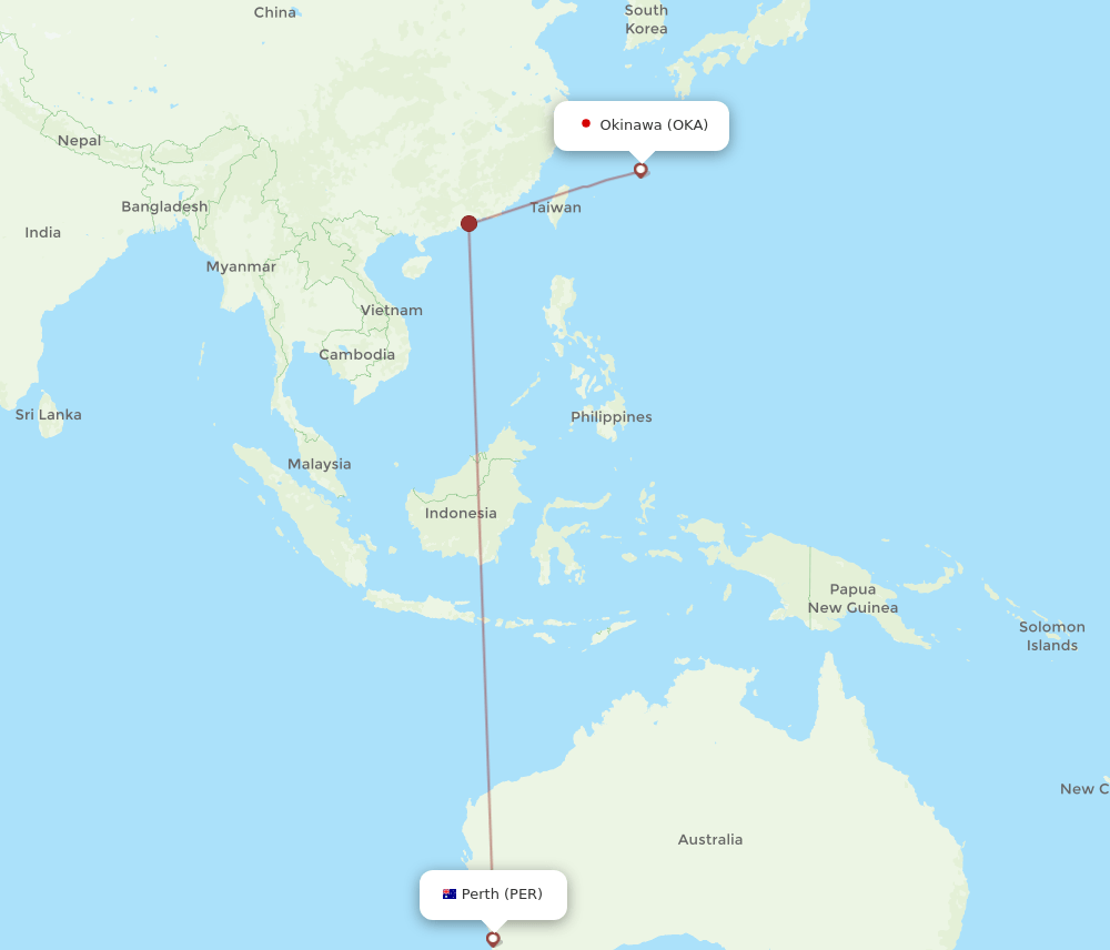 OKA-PER flight routes