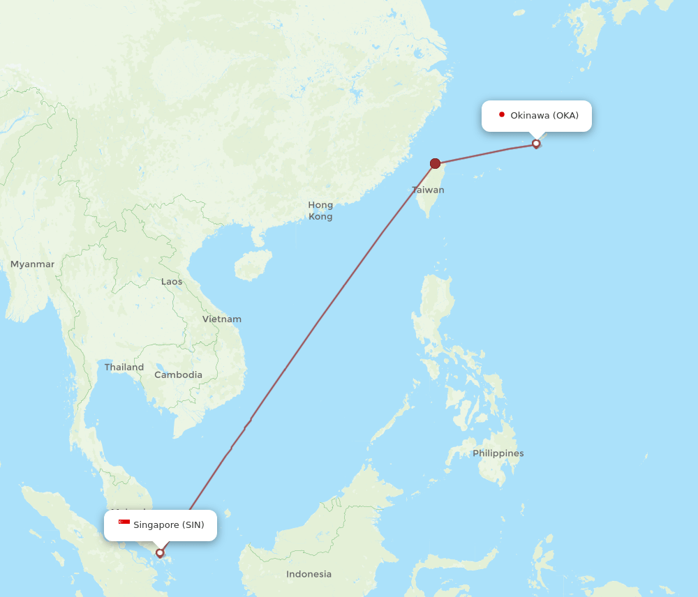 OKA-SIN flight routes