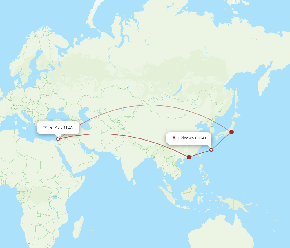 OKA-TLV flight routes