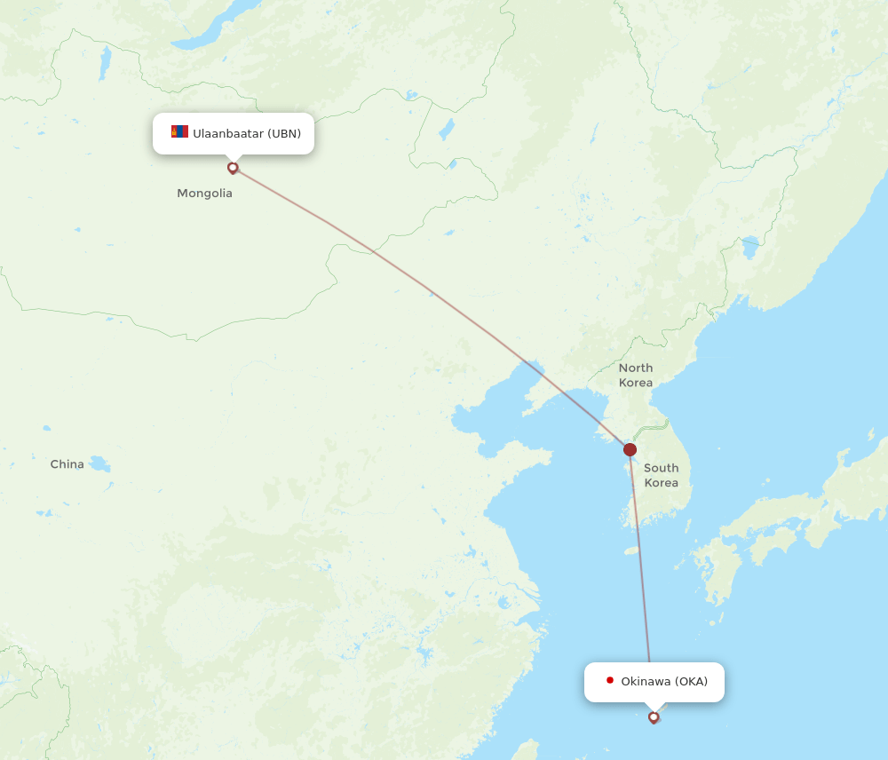 OKA-UBN flight routes