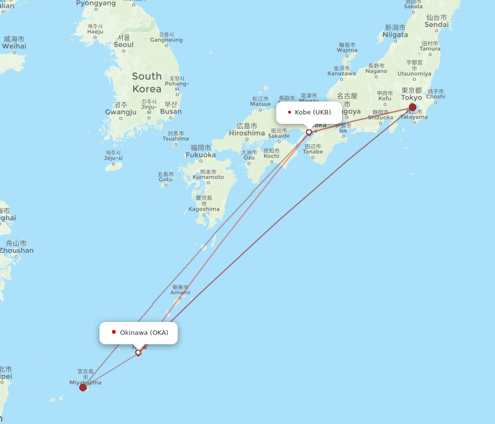OKA to UKB flights and routes map