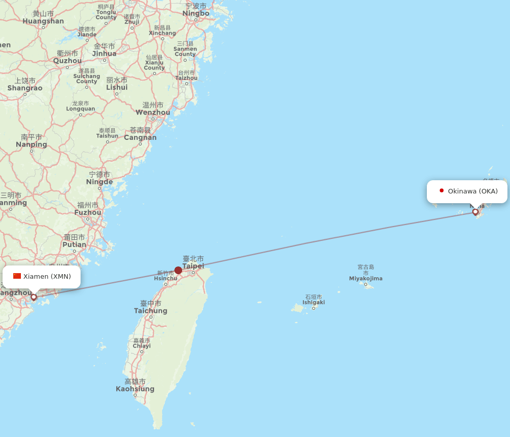 OKA-XMN flight routes