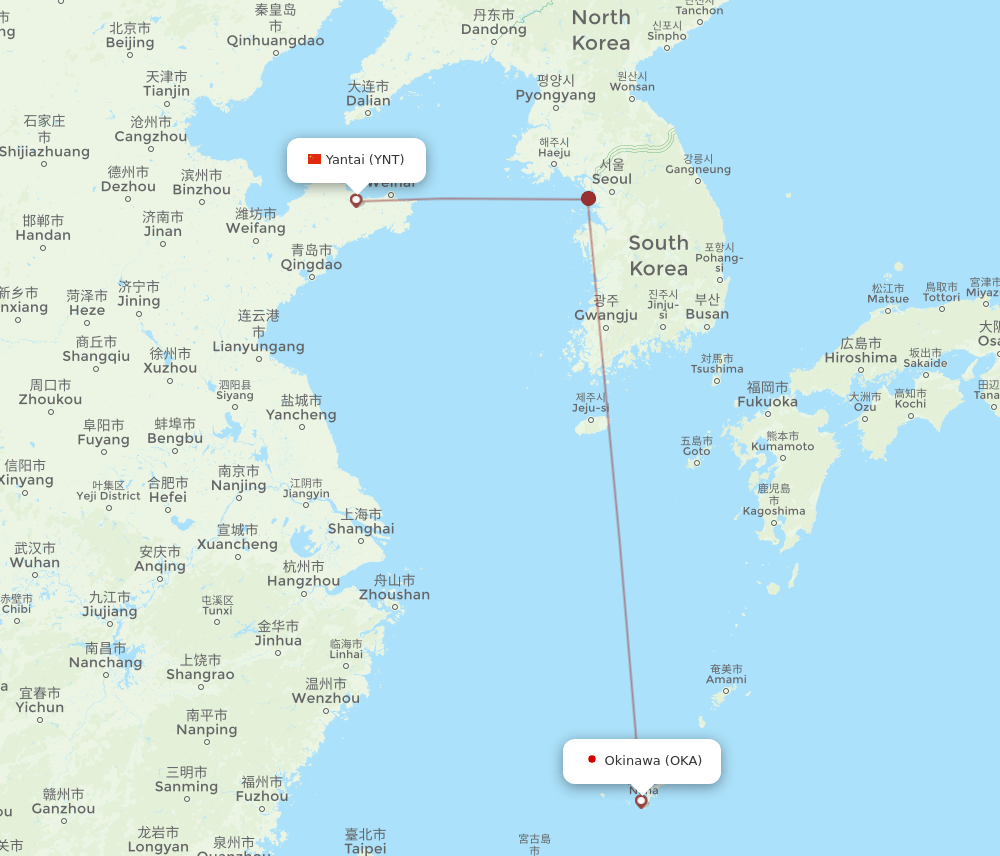 OKA-YNT flight routes