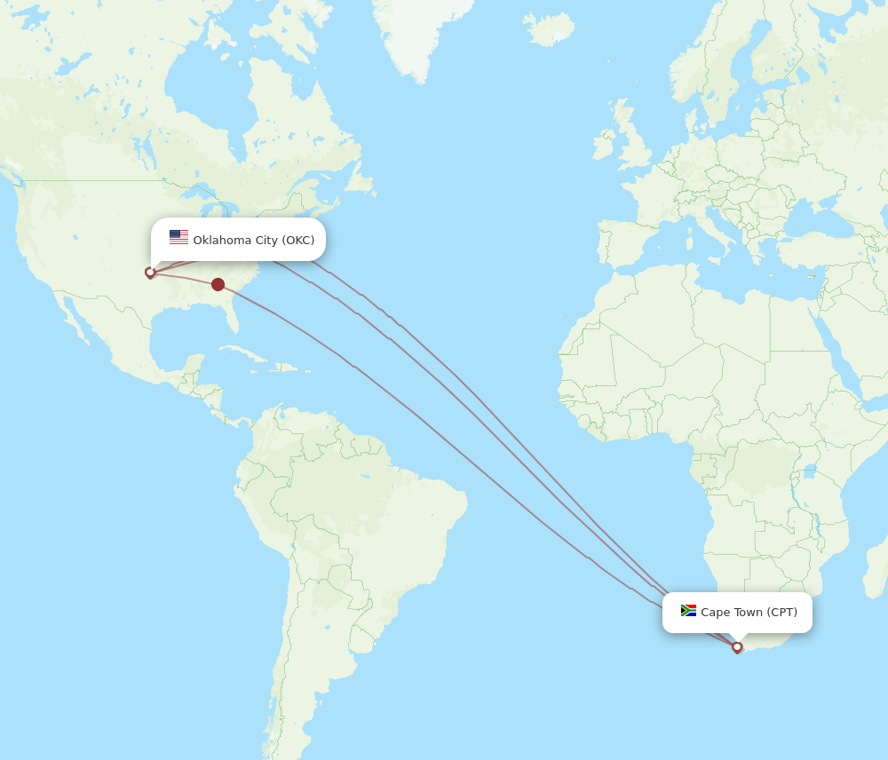 OKC-CPT flight routes