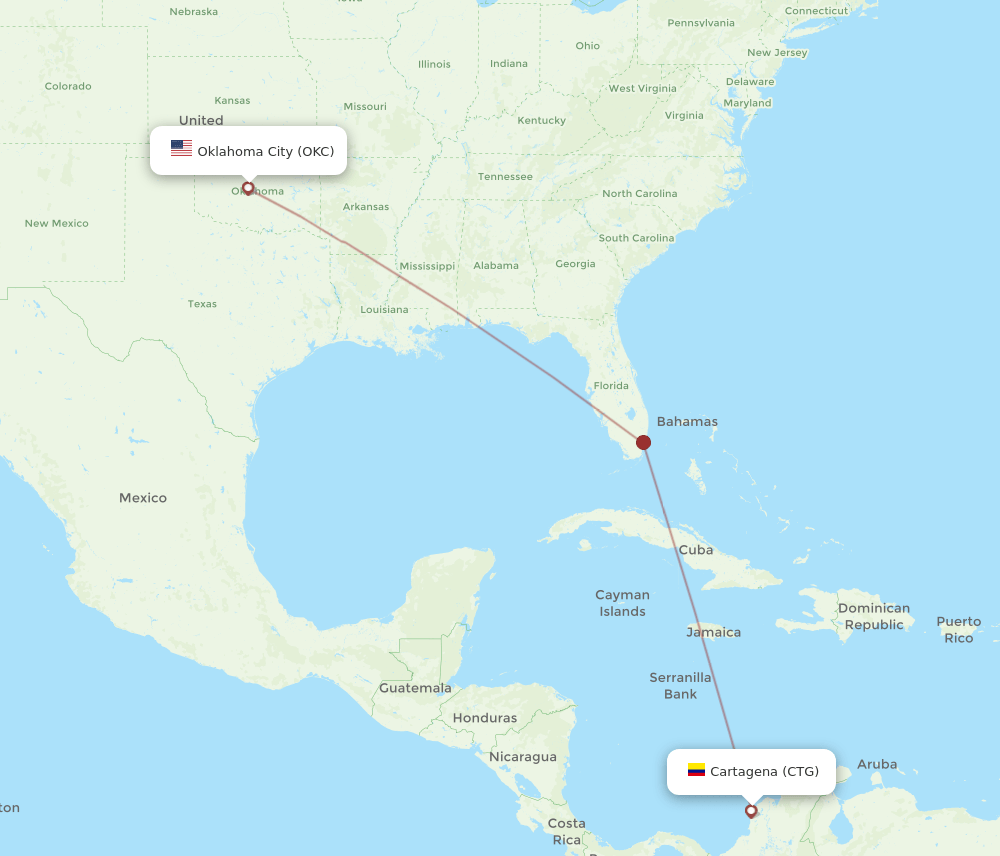 OKC-CTG flight routes