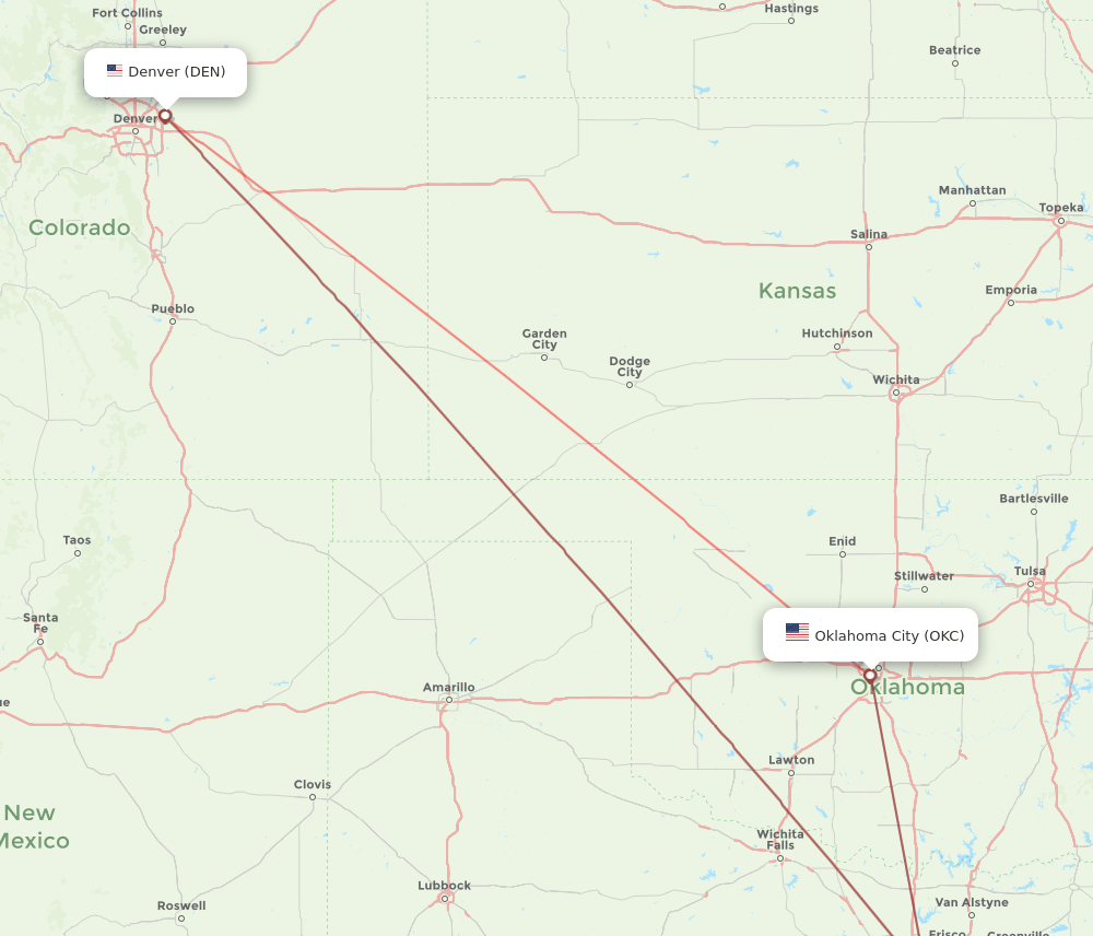 OKC-DEN flight routes