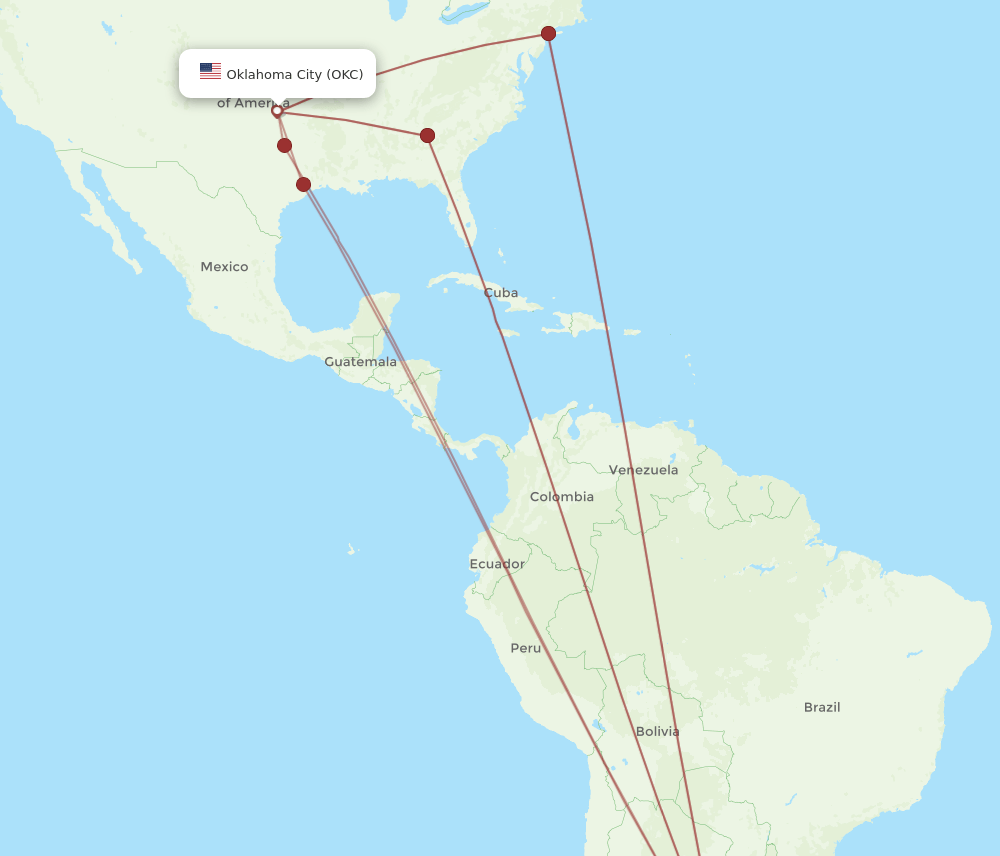 OKC-EZE flight routes