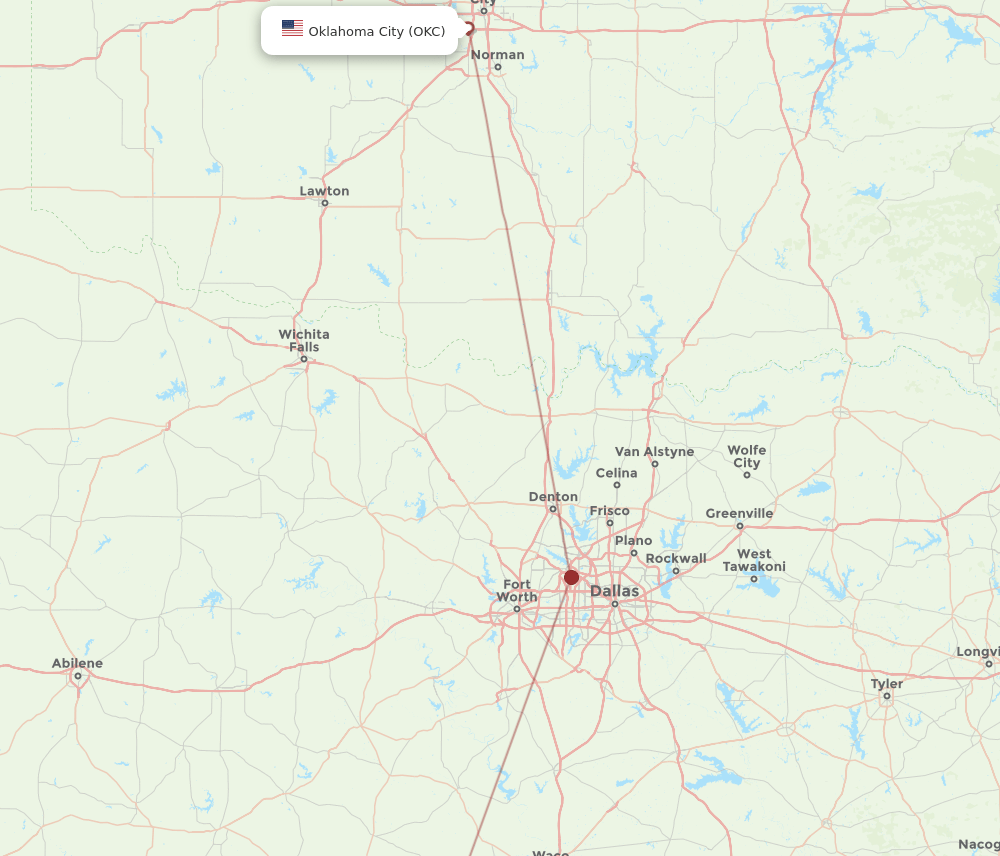 OKC-GRK flight routes