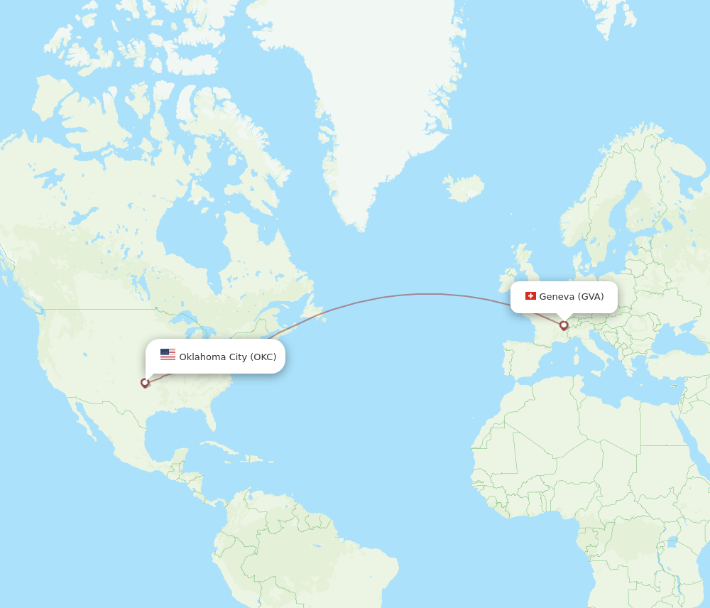 OKC-GVA flight routes