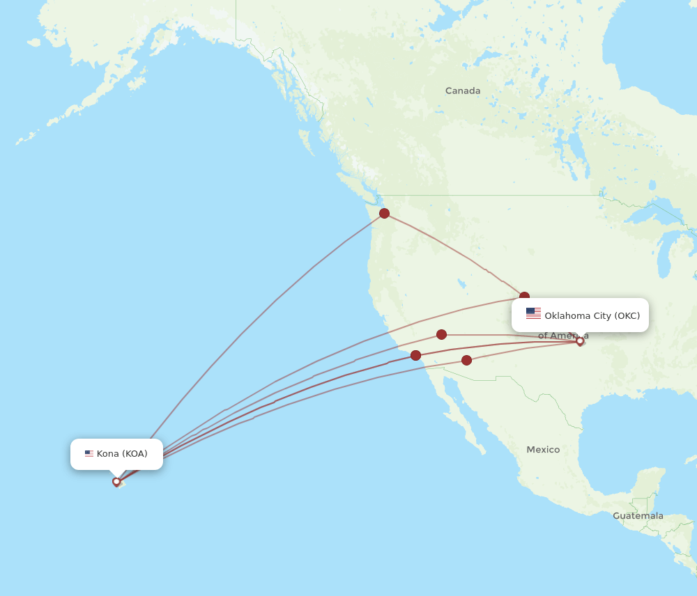 OKC-KOA flight routes
