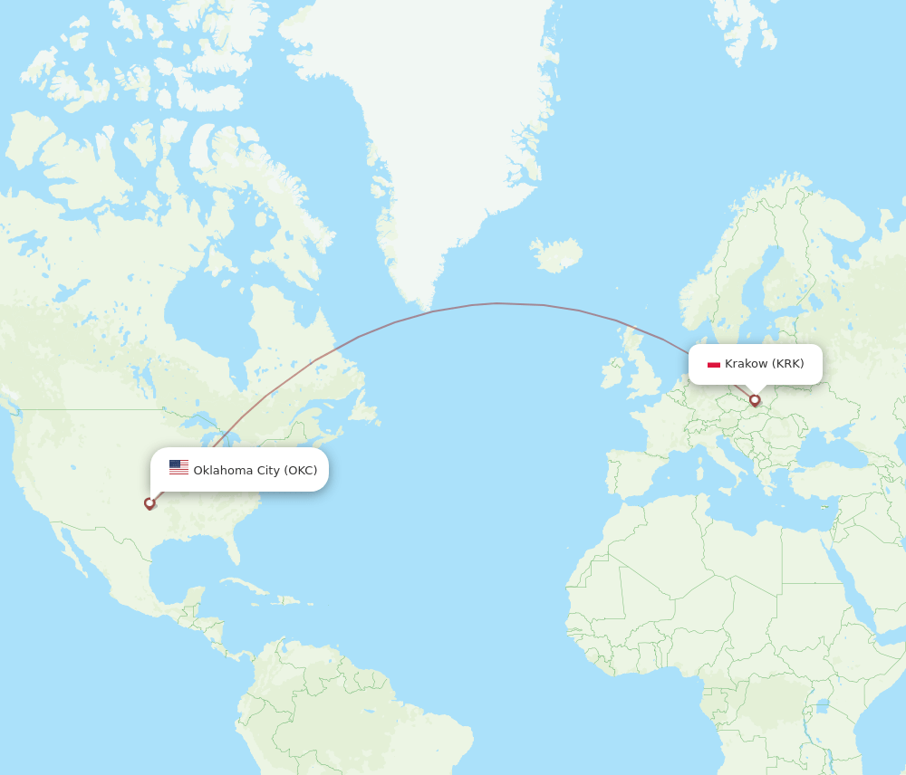 OKC-KRK flight routes