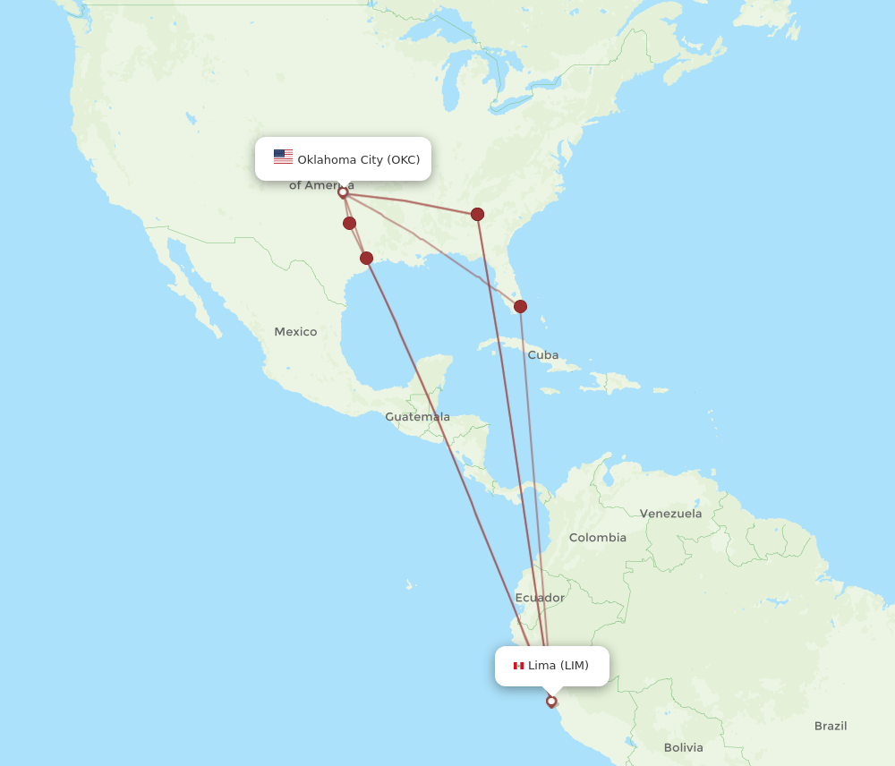 OKC-LIM flight routes