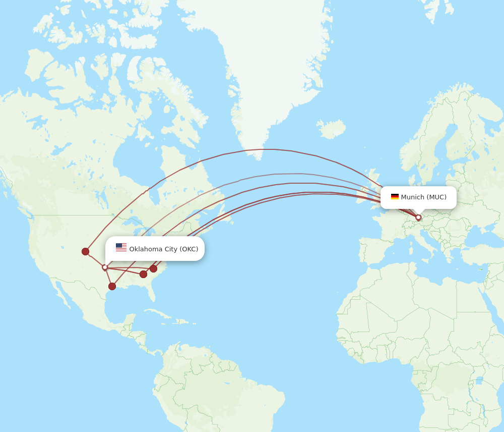 OKC-MUC flight routes