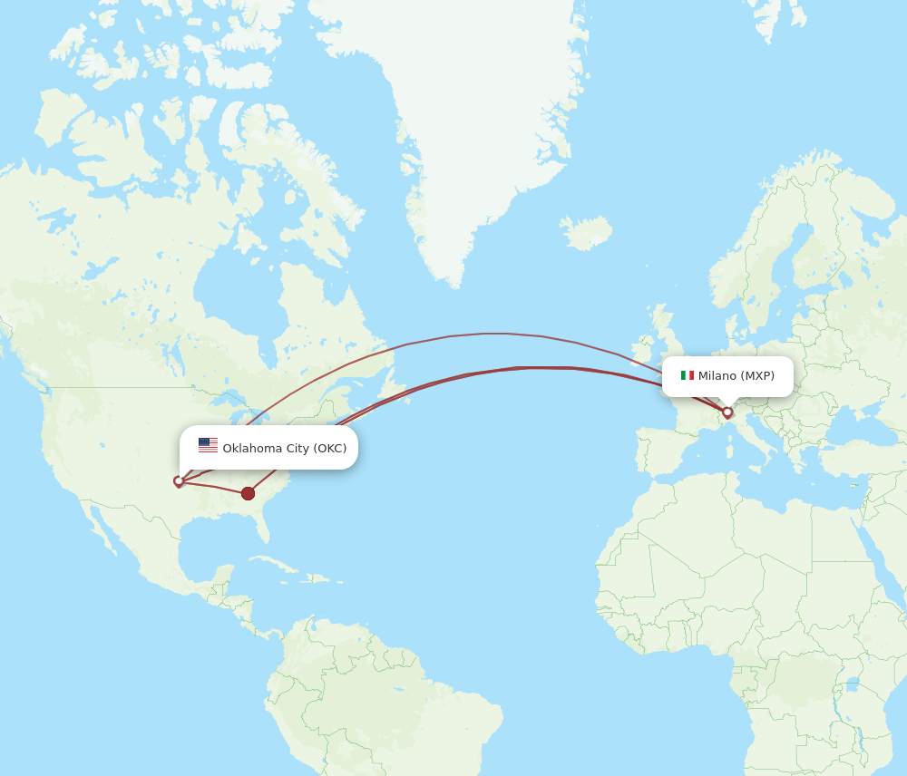 OKC-MXP flight routes