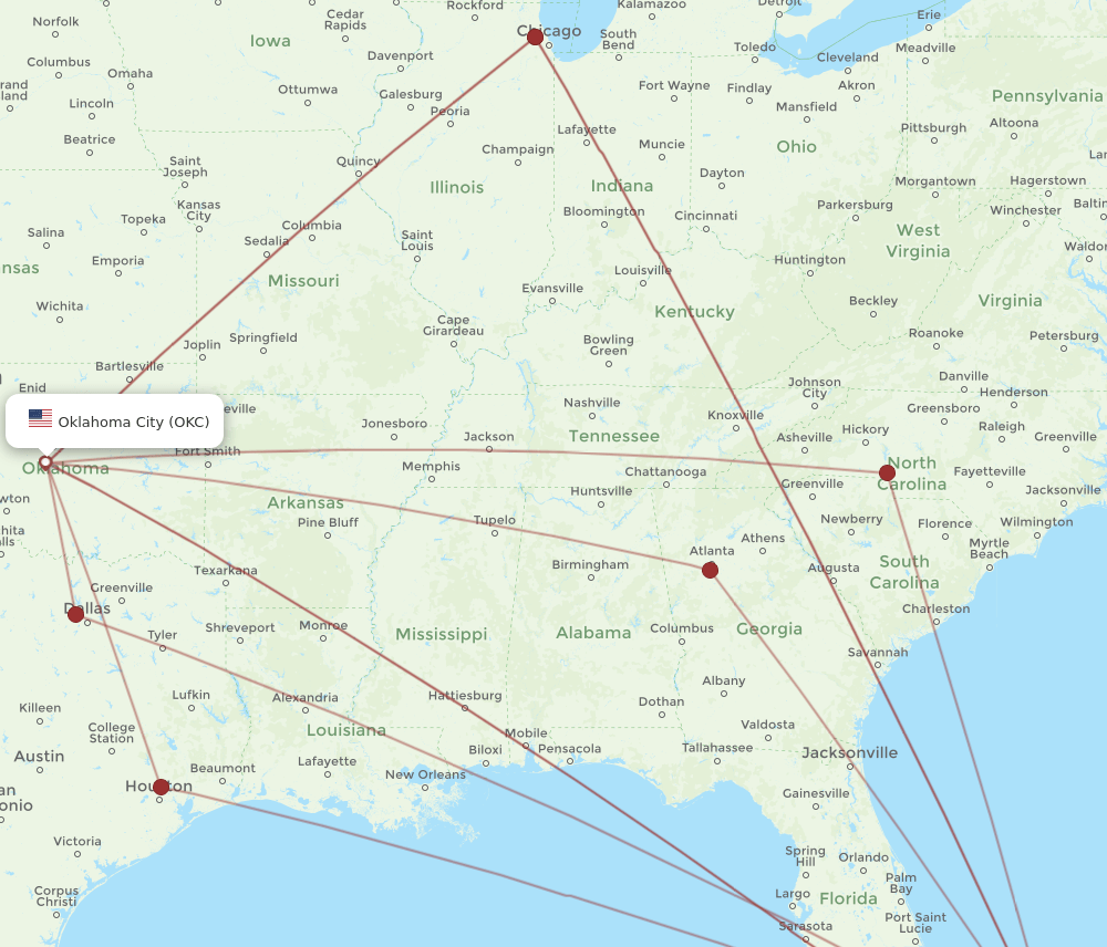 OKC-NAS flight routes