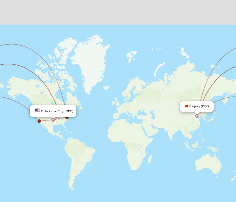 OKC-PEK flight routes